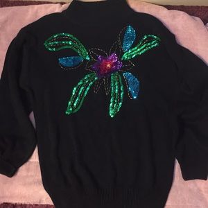 Sequinned crew neck knitted sweet